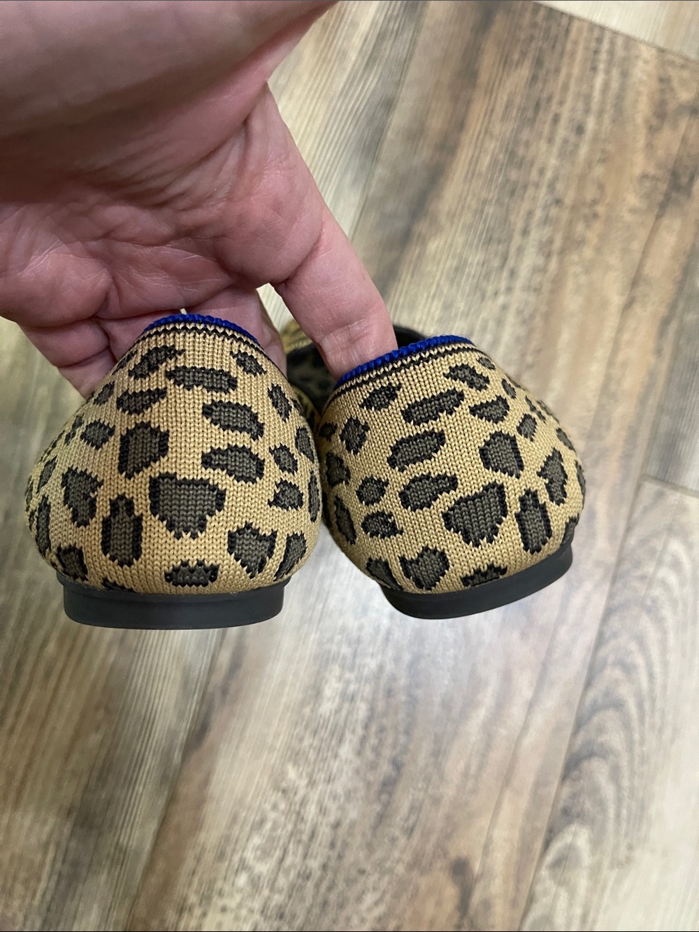 Rothy's Leopard-Print Slip-On Flats with Blue Trim - Picture 3 of 8